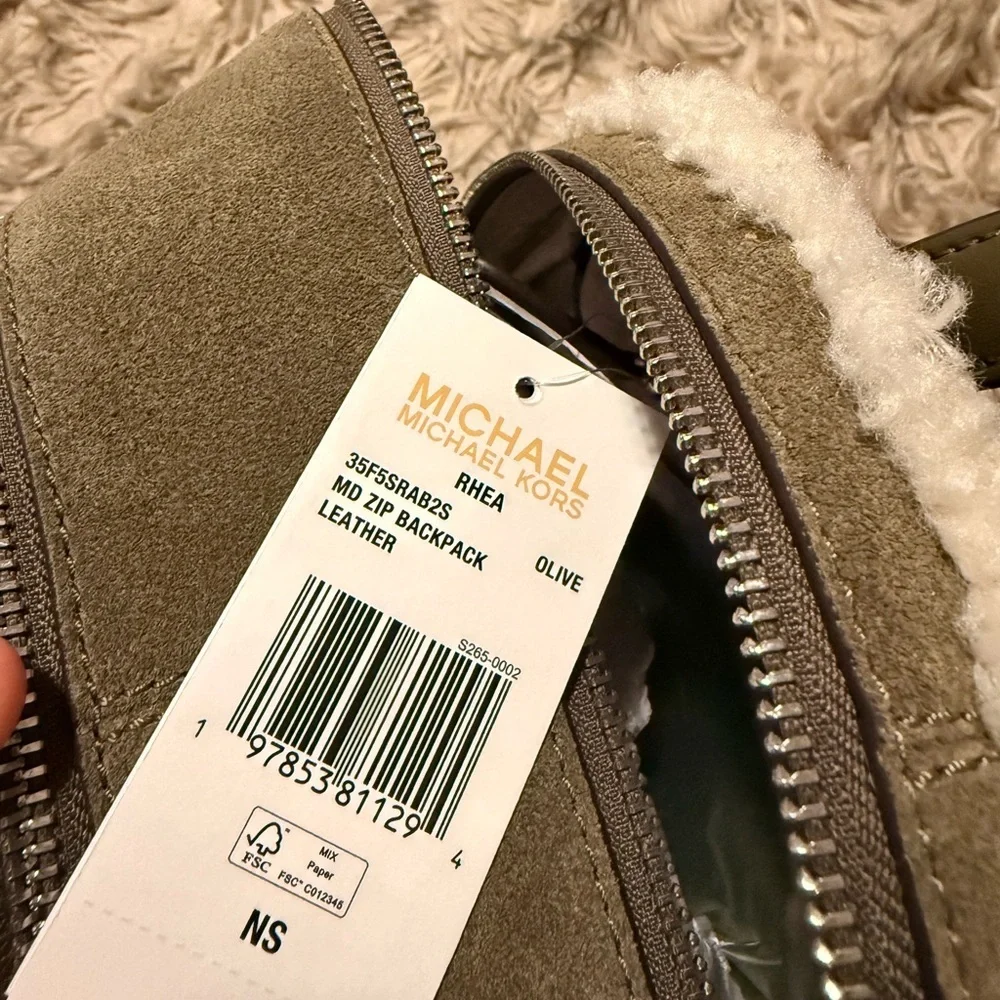 Michael Kors Olive Backpack with White Trim NWT